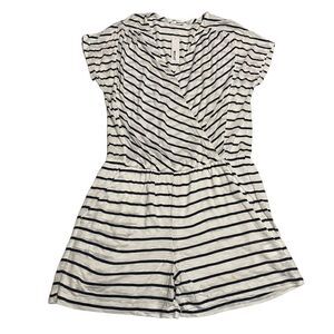 LAmade x Revolve Striped Blue White Surplice Neck Romper Shorts sz L NEW w/ Flaw